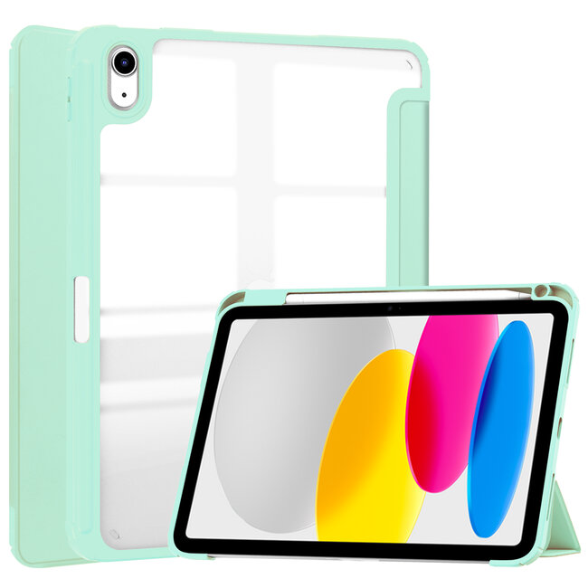 Case2go - Tablet hoes geschikt voor iPad 10 10.9 (2022) - Trifold case met Auto/Wake functie en Magneetsluiting - Mint Groen