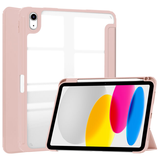Case2go - Tablet hoes geschikt voor iPad 10 10.9 (2022) - Trifold case met Auto/Wake functie en Magneetsluiting - Roze