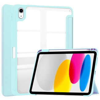 Case2go Case2go - Tablet hoes geschikt voor iPad 10 10.9 (2022) - Trifold case met Auto/Wake functie en Magneetsluiting - Licht Blauw