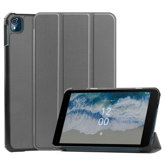 Case2go Case2go - Tablet Hoes geschikt voor Nokia T10 (2022) - 8 Inch - Tri-Fold Book Case - Met Stand Functie - Grijs