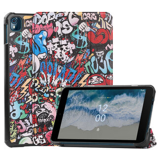 Case2go Case2go - Tablet Hoes geschikt voor Nokia T10 (2022) - 8 Inch - Tri-Fold Book Case - Met Stand Functie - Grafitti