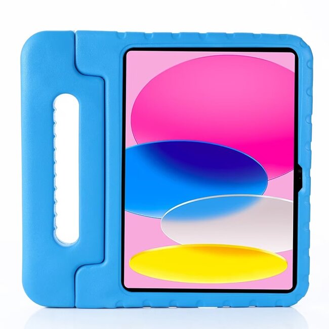Case2go- Tablet hoes geschikt voor Apple iPad 11 (2025) A16 / Apple iPad 10.9 (2022) - Kinderhoes met handvat - Schokbestendige Kids cover - Blauw