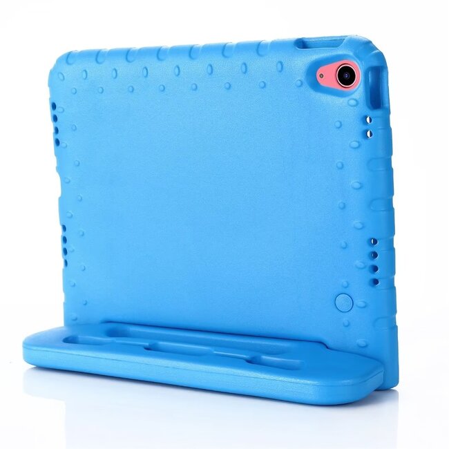 Case2go- Tablet hoes geschikt voor Apple iPad 11 (2025) A16 / Apple iPad 10.9 (2022) - Kinderhoes met handvat - Schokbestendige Kids cover - Blauw