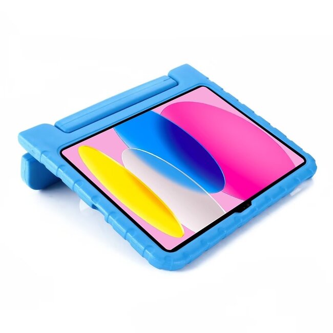 Case2go- Tablet hoes geschikt voor Apple iPad 11 (2025) A16 / Apple iPad 10.9 (2022) - Kinderhoes met handvat - Schokbestendige Kids cover - Blauw