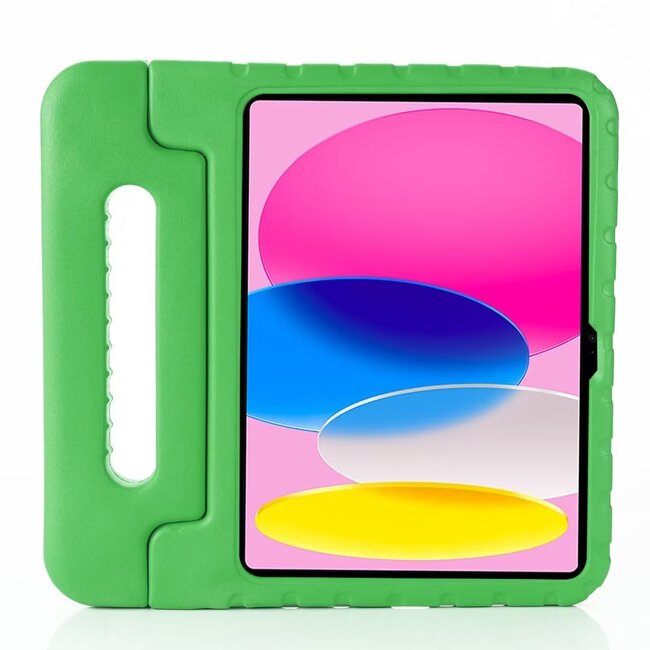 Case2go- Tablet hoes geschikt voor Apple iPad 11 (2025) A16 / Apple iPad 10.9 (2022) - Kinderhoes met handvat - Schokbestendige Kids cover - Groen