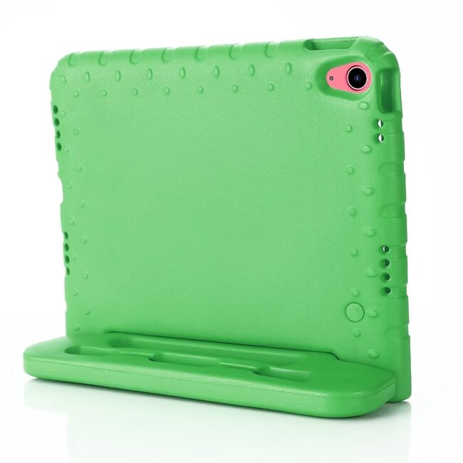 Case2go- Tablet hoes geschikt voor Apple iPad 11 (2025) A16 / Apple iPad 10.9 (2022) - Kinderhoes met handvat - Schokbestendige Kids cover - Groen