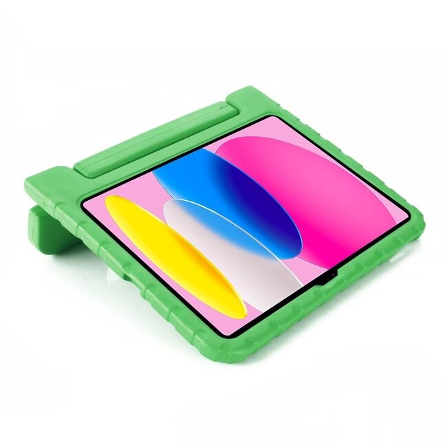 Case2go- Tablet hoes geschikt voor Apple iPad 11 (2025) A16 / Apple iPad 10.9 (2022) - Kinderhoes met handvat - Schokbestendige Kids cover - Groen