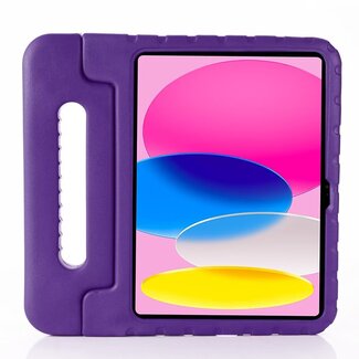 Case2go Case2go- Tablet hoes geschikt voor Apple iPad 10 10.9 (2022) - Kinderhoes met handvat - Schokbestendige Kids cover - Paars