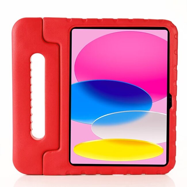 Case2go- Tablet hoes geschikt voor Apple iPad 10 10.9 (2022) - Kinderhoes met handvat - Schokbestendige Kids cover - Rood