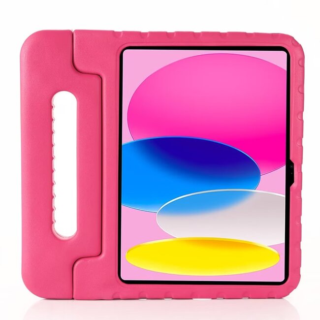 Case2go- Tablet hoes geschikt voor Apple iPad 11 (2025) A16 / Apple iPad 10.9 (2022) - Kinderhoes met handvat - Schokbestendige Kids cover - Roze