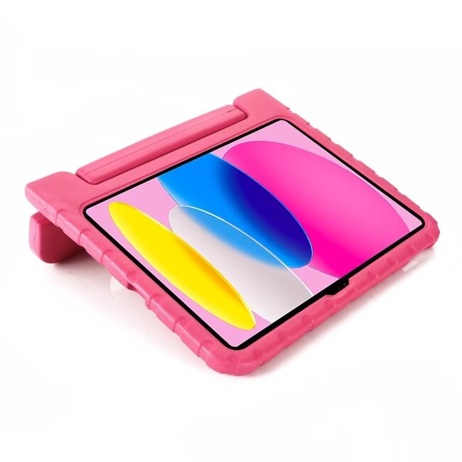 Case2go- Tablet hoes geschikt voor Apple iPad 11 (2025) A16 / Apple iPad 10.9 (2022) - Kinderhoes met handvat - Schokbestendige Kids cover - Roze