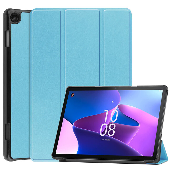 Case2go - Tablet hoes & Screenprotector geschikt voor Lenovo Tab M10 (3e generatie) (TB328FU, TB328XU) - 10.1 inch - Tri-Fold Book Case met Auto/Wake functie - Licht blauw