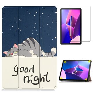 Case2go Case2go - Tablet hoes & Screenprotector geschikt voor Lenovo Tab M10 (3e generatie) (TB328FU, TB328XU) - 10.1 inch - Tri-Fold Book Case met Auto/Wake functie - Good night
