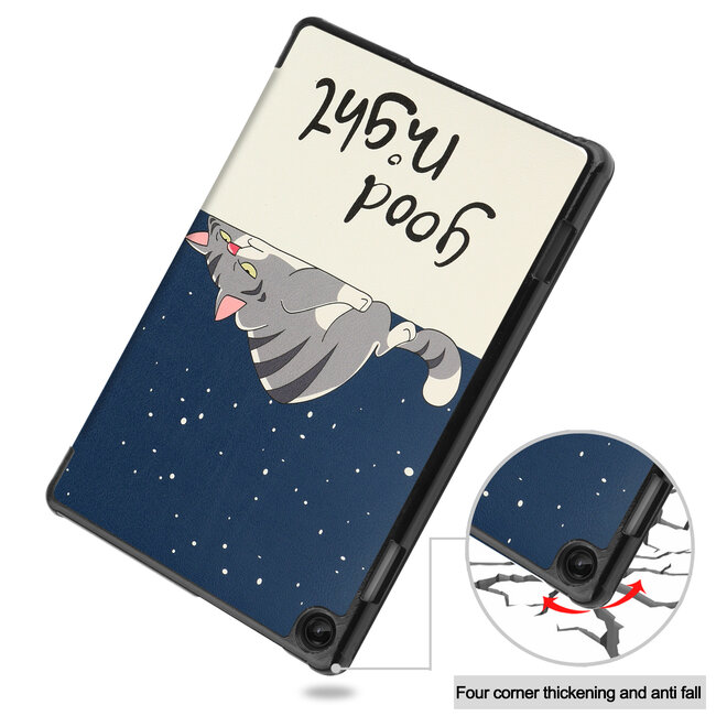 Case2go - Tablet hoes & Screenprotector geschikt voor Lenovo Tab M10 (3e generatie) (TB328FU, TB328XU) - 10.1 inch - Tri-Fold Book Case met Auto/Wake functie - Good night