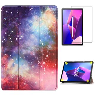 Case2go Case2go - Tablet hoes & Screenprotector geschikt voor Lenovo Tab M10 (3e generatie) (TB328FU, TB328XU) - 10.1 inch - Tri-Fold Book Case met Auto/Wake functie - Galaxy