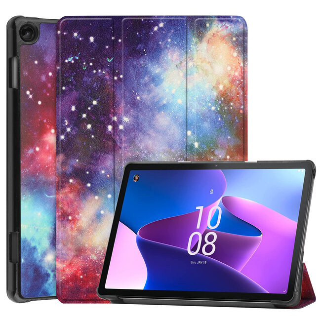 Case2go - Tablet hoes & Screenprotector geschikt voor Lenovo Tab M10 (3e generatie) (TB328FU, TB328XU) - 10.1 inch - Tri-Fold Book Case met Auto/Wake functie - Galaxy