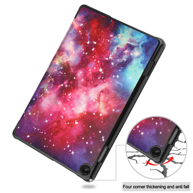 Case2go - Tablet hoes & Screenprotector geschikt voor Lenovo Tab M10 (3e generatie) (TB328FU, TB328XU) - 10.1 inch - Tri-Fold Book Case met Auto/Wake functie - Galaxy