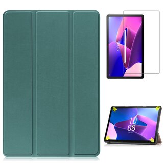 Case2go Case2go - Tablet hoes & Screenprotector geschikt voor Lenovo Tab M10 (3e generatie) (TB328FU, TB328XU) - 10.1 inch - Tri-Fold Book Case met Auto/Wake functie - Donker Groen