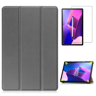 Case2go Case2go - Tablet hoes & Screenprotector geschikt voor Lenovo Tab M10 (3e generatie) (TB328FU, TB328XU) - 10.1 inch - Tri-Fold Book Case met Auto/Wake functie - Grijs