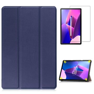 Case2go Case2go - Tablet hoes & Screenprotector geschikt voor Lenovo Tab M10 (3e generatie) (TB328FU, TB328XU) - 10.1 inch - Tri-Fold Book Case met Auto/Wake functie - Donker Blauw