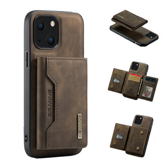 CaseMe CaseMe - Telefoonhoesje geschikt voor iPhone 13 Mini - Back Cover - Met Magnetische Pasjeshouder - Donker Bruin