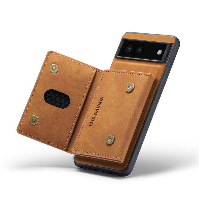 CaseMe - Telefoonhoesje geschikt voor Google Pixel 7 - Back Cover - Met Magnetische Pasjeshouder - Licht Bruin