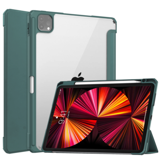 Case2go Tablet hoes geschikt voor Apple iPad Pro 11 (2022 / 2021 / 2020 / 2018) - Trifold case met Auto/Wake functie en Magneetsluiting - Donker Groen