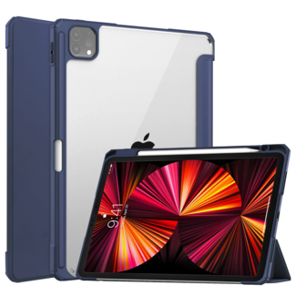 Case2go Tablet hoes geschikt voor Apple iPad Pro 11 (2022 / 2021 / 2020 / 2018) - Trifold case met Auto/Wake functie en Magneetsluiting - Donker Blauw