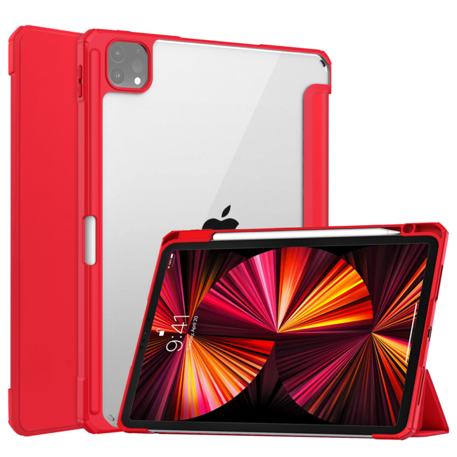 Tablet hoes geschikt voor Apple iPad Pro 11 (2022 / 2021 / 2020 / 2018) - Trifold case met Auto/Wake functie en Magneetsluiting - Rood