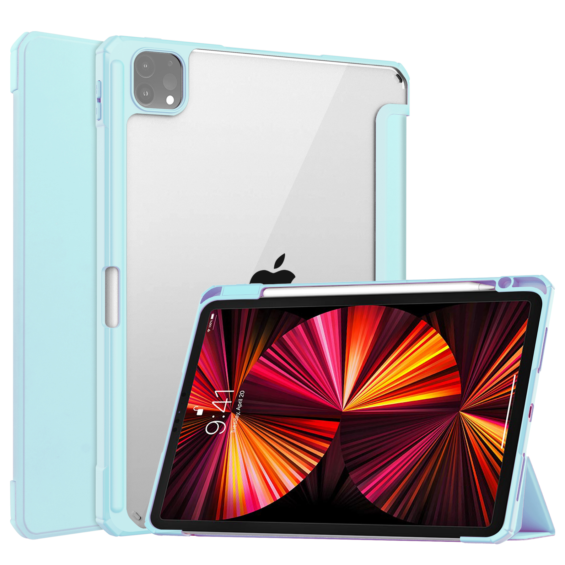 Tablet hoes geschikt voor Apple iPad Pro 11 (2022 / 2021 / 2020 / 2018) - Trifold case met Auto/Wake functie en Magneetsluiting - Licht Blauw afbeelding