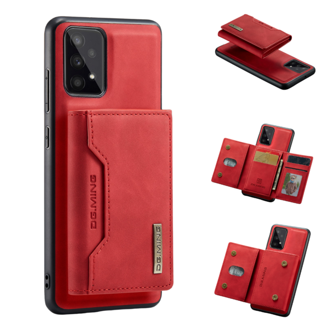 CaseMe - Telefoonhoesje geschikt voor Samsung Galaxy A53 - Back Cover - Met Magnetische Pasjeshouder - Rood