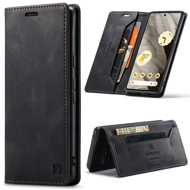 CaseMe - Telefoonhoesje geschikt voor Google Pixel 7 Pro - Wallet Book Case - Met Magnetische Sluiting - Zwart
