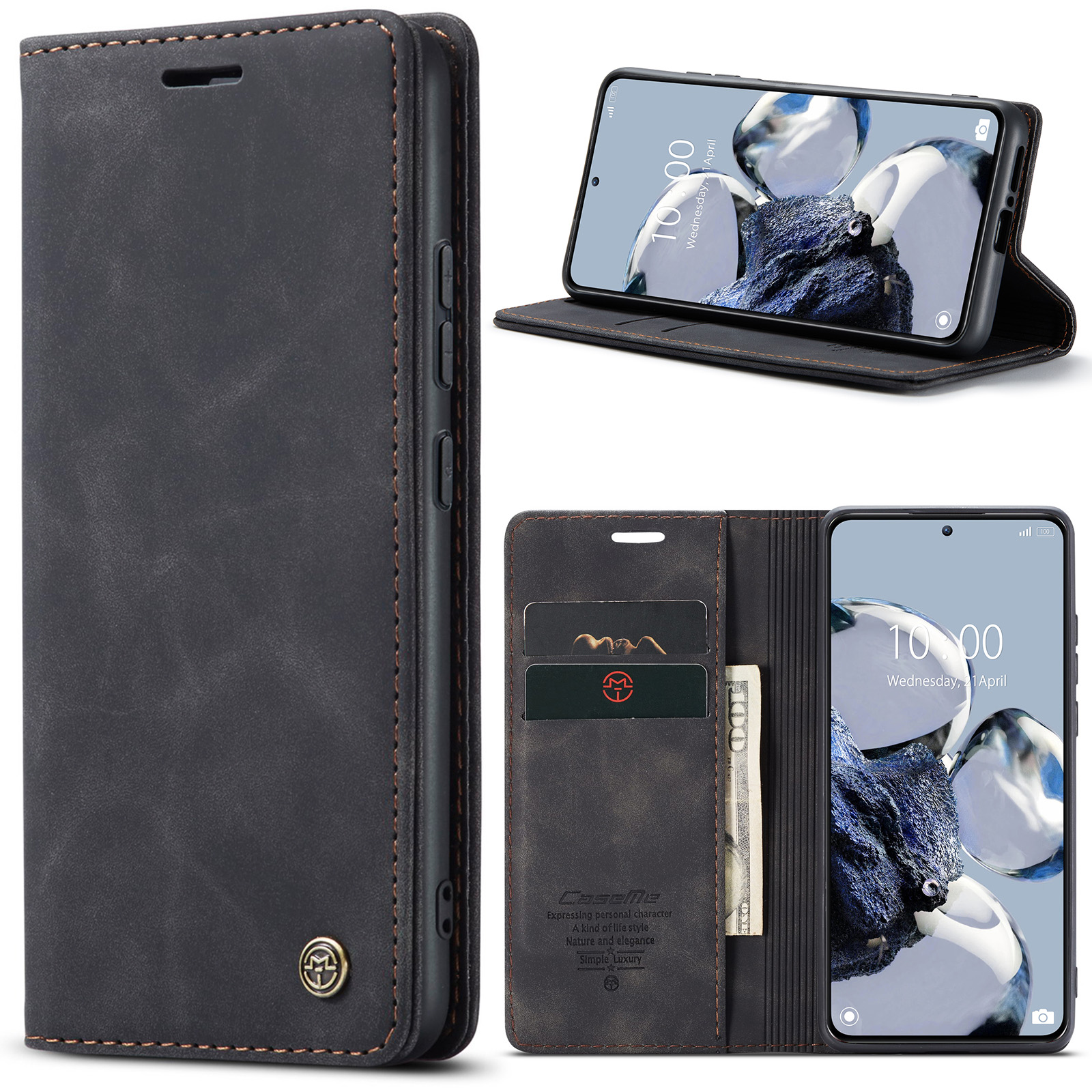 CaseMe - Telefoonhoesje geschikt voor Xiaomi 12T - Wallet Book Case - Met Magnetische Sluiting - Zwart afbeelding