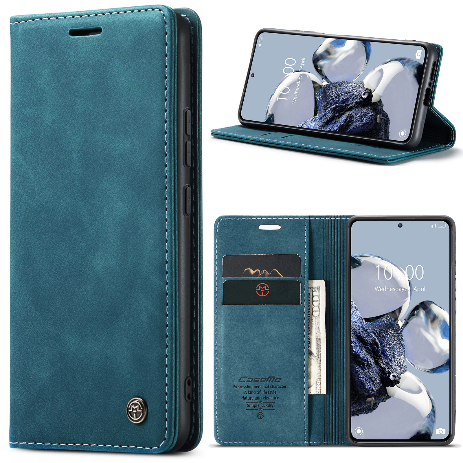 CaseMe - Telefoonhoesje geschikt voor Xiaomi 12T Pro - Wallet Book Case - Met Magnetische Sluiting - Donker Blauw afbeelding