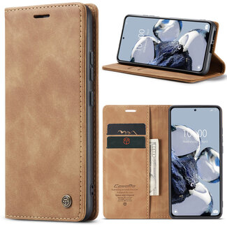 Case2go CaseMe - Telefoonhoesje geschikt voor Xiaomi 12T Pro - Wallet Book Case - Met Magnetische Sluiting - Licht Bruin