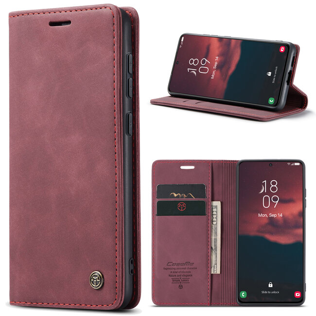 CaseMe - Telefoonhoesje geschikt voor Samsung Galaxy S23 Plus - Wallet Book Case - Met Magnetische Sluiting - Rood