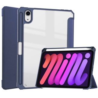 Case2go Tablet hoes geschikt voor Apple iPad Mini 6 (2021) - Trifold case met Auto/Wake functie en Magneetsluiting - Donker Blauw