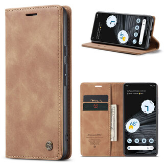 CaseMe CaseMe - Telefoonhoesje geschikt voor Google Pixel 7 - Wallet Book Case - Met Magnetische Sluiting - Licht Bruin