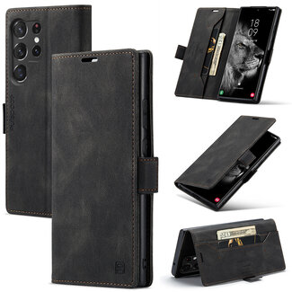 CaseMe CaseMe - Telefoonhoesje geschikt voor Samsung Galaxy S23 Ultra - Back Cover - Wallet Book Case - Zwart