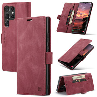 CaseMe CaseMe - Telefoonhoesje geschikt voor Samsung Galaxy S23 Ultra - Back Cover - Wallet Book Case - Rood