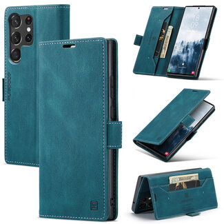 CaseMe CaseMe - Telefoonhoesje geschikt voor Samsung Galaxy S23 Ultra - Back Cover - Wallet Book Case - Donker Blauw