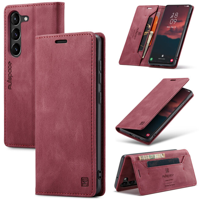 CaseMe - Telefoonhoesje geschikt voor Samsung Galaxy S23 Plus - Back Cover - Wallet Book Case - Rood