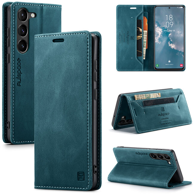 CaseMe - Telefoonhoesje geschikt voor Samsung Galaxy S23 - Back Cover - Wallet Book Case - Donker Blauw