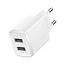 Baseus - Universele USB lader - 2 USB poorten - Geschikt voor o.a. iPhone & Samsung - 10.5W - Wit