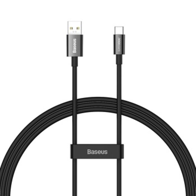 Baseus - Universele USB naar Type C kabel - Geschikt voor o.a. Samsung en andere apparaten - 1 Meter - 100W - Zwart