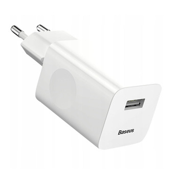 Baseus Adapter - Universele Adapter met 1x USB Port - 24W - Geschikt voor Smartphones, Tablets, Etc - Wit afbeelding