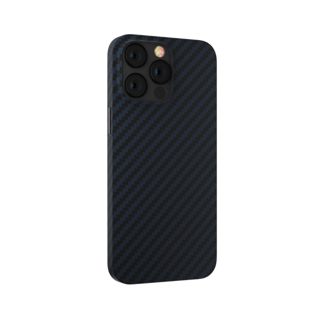 Devia - Hoesje geschikt voor Apple iPhone 14 Plus - Carbon Fiber Texture - Magnetische Back Cover - Blauw