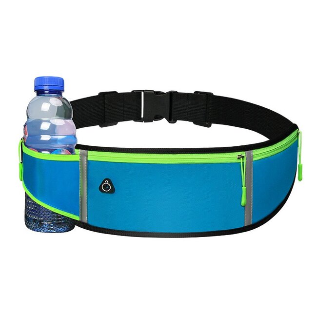 Case2go Sportband met fleshouder - Hardloopband - Hardloop Riem - Running belt - met Smartphone houder - Unisex/Onesize - Blauw