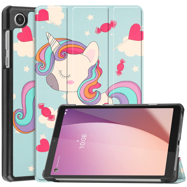 Case2go - Tablet Hoes geschikt voor Lenovo Tab M8 4th Gen (8 Inch) - Tri-Fold Book Case - Eenhoorn