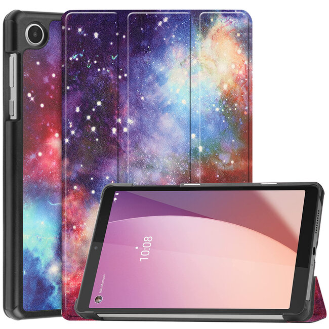 Case2go - Tablet Hoes geschikt voor Lenovo Tab M8 4th Gen (8 Inch) - Tri-Fold Book Case - Galaxy